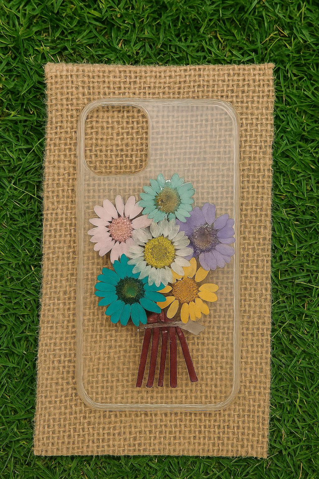 Real flower bouquet style premium clear case