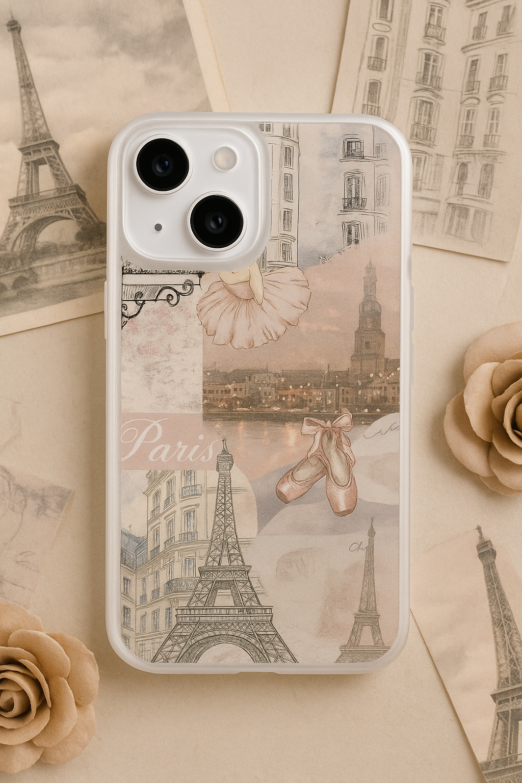 Paris themed aesthetic premium clear case